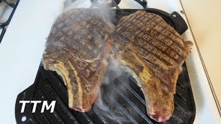 How to Cook a Bonein Beef Rib Steak on a Stovetop Cast Iron Grill [upl. by Alvita]