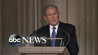 George W Bush eulogizes his father through tears laughter [upl. by Zacherie844]