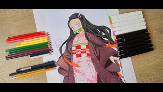 Dibujando a Nezuko Kamado de Demon Slayer [upl. by Rayburn]