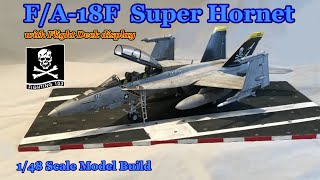 Building the Hasegawa 148th Scale FA18F Super Hornet Fighter Jet plus Flight Deck Display [upl. by Senecal181]