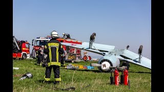 Propellermaschine überschlägt sich bei Landung auf dem Flugplatz Finthen [upl. by Oniuqa]