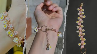 Daisy Bracelet tutorial🌼🌼Daisy flower design Bracelet [upl. by Merril]