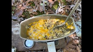 Mess Kit Canteen Scrambled eggs and roast beef with hash browns cooked in an Artic Canteen Cup [upl. by Bina]