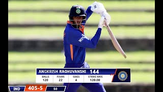 Angkrish Raghuvanshi 144 120 vs Uganda U19  ICC U19 Worldcup 2022 [upl. by Yart91]