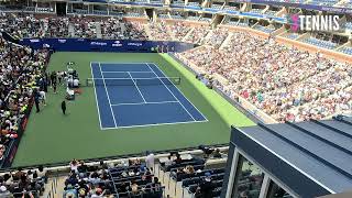 Novak Djokovic SRB and Juan Martin del Potro ARG soccer warmup at the US Open [upl. by Hanus]