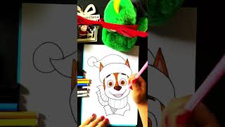 How to color a dog  Chase from Paw Patrol  Christmas  For kids aged 5 to 6 years old [upl. by Anelec123]