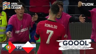 ¡QUÉ GOLAZO DE CR7 DOBLETE de Cristiano Ronaldo  Portugal 50 Polonia  UEFA Nations League 2024 [upl. by Chatav]