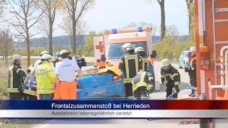 23042014 AN Autofahrerin nach Frontalzusammenstoß bei Herrieden lebensgefährlich verletzt [upl. by Simdars]