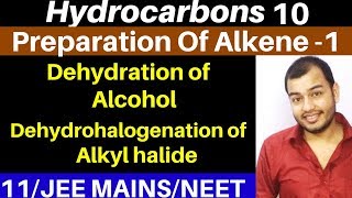 Hydrocarbons 10  Preparation of Alkenes 1  Dehydration Of Alcohols and From Alkyl Halide JEENEET [upl. by Trudy85]