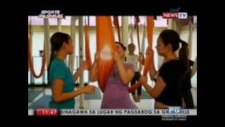 Sports Pilipinas Isabel Oli at Bettina Carlos sinubukan ang antigravity yoga [upl. by Eillime479]