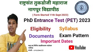 RTMNU PET 2023राष्ट्रसंत तुकडोजी महाराज नागपूर विद्यापीठ पीएचडी प्रवेश परीक्षाप्रामिलिंद पाडेवार [upl. by Adas]