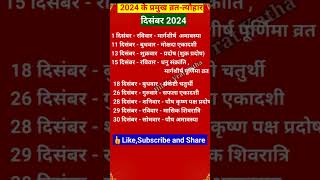 calendar 2024 दिसंबर में पड़ने वाले व्रत  त्यौहार। 2025shorts yt trending ytshorts new trend [upl. by Anaicilef]