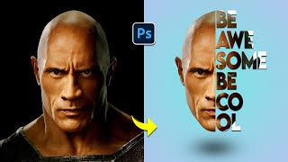 HALF FACE TEXT PORTRAIT EFFECT  PHOTOSHOP TUTORIAL [upl. by Draper]