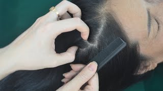 ASMR Hair Parting amp Hair Combing With Comb Real Person Hair Sounds Tingles For Stress Relief [upl. by Solrac]