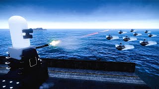 Somalian Pirate Boats 100 Vs US Navy Phlanx CIWS CRAM in Action  ASMR  ARMA 3 [upl. by Lrad240]