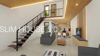 Desain Rumah Minimalis Lebar 5M  SLIM HOUSE 50with a Layout plan rumah housedesign [upl. by Aierb]