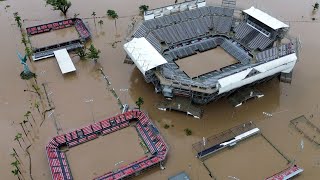 Mexican Open tennis venue ravaged by Hurricane John and left badly flooded [upl. by Aihsena]