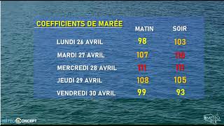 Coefficients de marée du 26 au 30 avril 2021 [upl. by Spillar886]