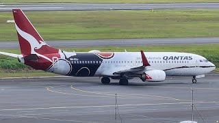 Qantas Mendoowoorrji livery arrival at Gold Coast airport [upl. by Plossl]