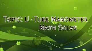 UTubemanometermath UTUBE Manometer math solve in bangla [upl. by Lucille]