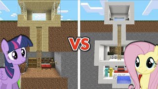 My Little Pony NOOB vs PRO MODERN HOUSE BUILD CHALLENGE in Minecraft [upl. by Janith]