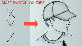 How to draw a boy with cap  boy drawing easy step by step  Handsome boy drawing for a beginners [upl. by Panther]