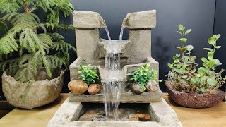 Amazing beautiful wonderful waterfall fountain water fountain making at home [upl. by Keyser]