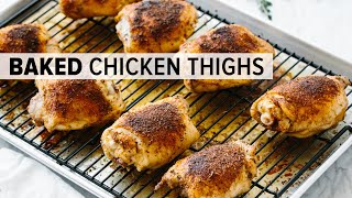 CRISPY BAKED CHICKEN THIGHS  glutenfree paleo keto recipe [upl. by Ahsienar]