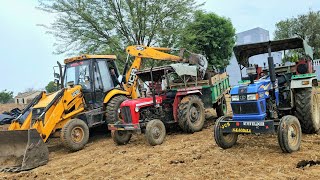 Jcb 3Dx Eco Excellence Backhoe Machine Loading Mud In Massey and Eicher Tractors  Jcb and Tractor [upl. by Yoccm]