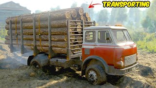 MTZ TRUCK TACKLING MUDDY TERRAIN WITH WOOD POLES [upl. by Longwood253]