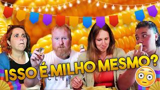 GRINGOS PROVANDO PRATOS BRASILEIROS COM MILHO 🌽 [upl. by Hesketh]