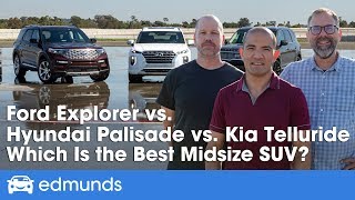 Kia Telluride vs Hyundai Palisade vs Ford Explorer — 2020 Midsize SUV Comparison Test [upl. by Ezri]