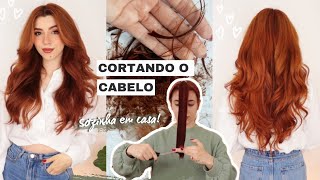 CORTANDO MEU CABELO EM CASA SOZINHA  Corte em Camadas [upl. by Nylassej161]