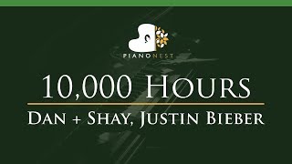 Dan  Shay Justin Bieber  10000 Hours  LOWER Key Piano Karaoke Instrumental [upl. by Aiasi]