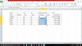 calcul moyennes avec coefficients avec excel [upl. by Askari]