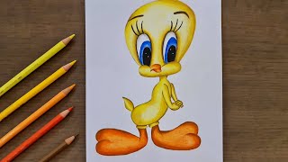 How to Draw Tweety Bird  StepbyStep Cartoon Character Drawing Tutorial [upl. by Htehpaj263]