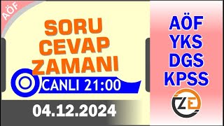 04 12 2024  ÇARŞAMBA 2100  Canlı Soru Cevap Zamanı  Kamu Personel AlımAçıköğretim DGS KPSS YKS [upl. by Cassaundra]