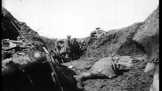 British stretcher bearers carry a wounded comrade across a deep trench during WorHD Stock Footage [upl. by Jocelin68]