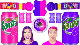 EATING ONLY ONE COLOR FOOD CHALLENGE  LAST TO STOP EATING PINK VS PURPLE WINS BY CRAFTY HACKS [upl. by Lavella]