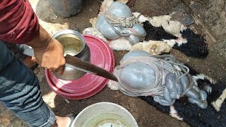 Goat intestine boti cleaning full prosesar skills by indian street market butcher man iTT howtocut [upl. by Ailicec417]