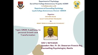 RECENT TRENDS IN COUNSELLING PSYCHOLOGY FDP Day 1 EMDR A Pathway to Personal GrowthTransformations [upl. by Cleve]