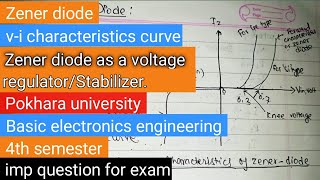 Zener diode  Zener diode as voltage regulator  Pokhara UniversityBEE imp question4th sem [upl. by Godfree]