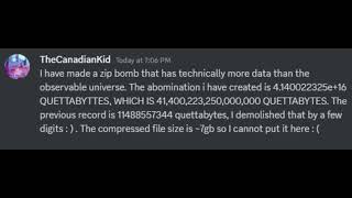 41400223250000000 Quettabytes zipbomb Worlds largest [upl. by Milstone596]