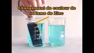 Oxydoréduction Lame de Zinc dans solution dions cuivre [upl. by Rothwell]