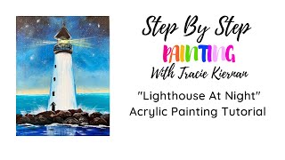 How To Paint A quotLighthouse At Nightquot  Acrylic Painting Tutorial For Beginners [upl. by Rangel]