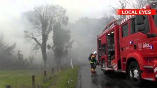 Kraftig brand i hus på Fyn [upl. by Kisor]