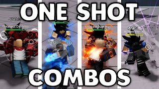 ONE SHOT COMBOS FOR EVERY CHARACTER in The Strongest Battlegrounds [upl. by Attelrahc]