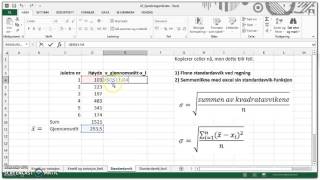 Regne ut standardavvik i excel ved regning [upl. by Adnirod]