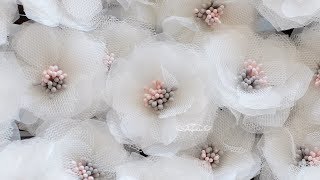 How to Make Organza Fabric Flowers  Tulle Flower Tutorial [upl. by Thor652]