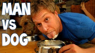 Man vs Dog  Round 2  Yogurt  Furious Pete  Food Eating Challenge [upl. by Anicul]